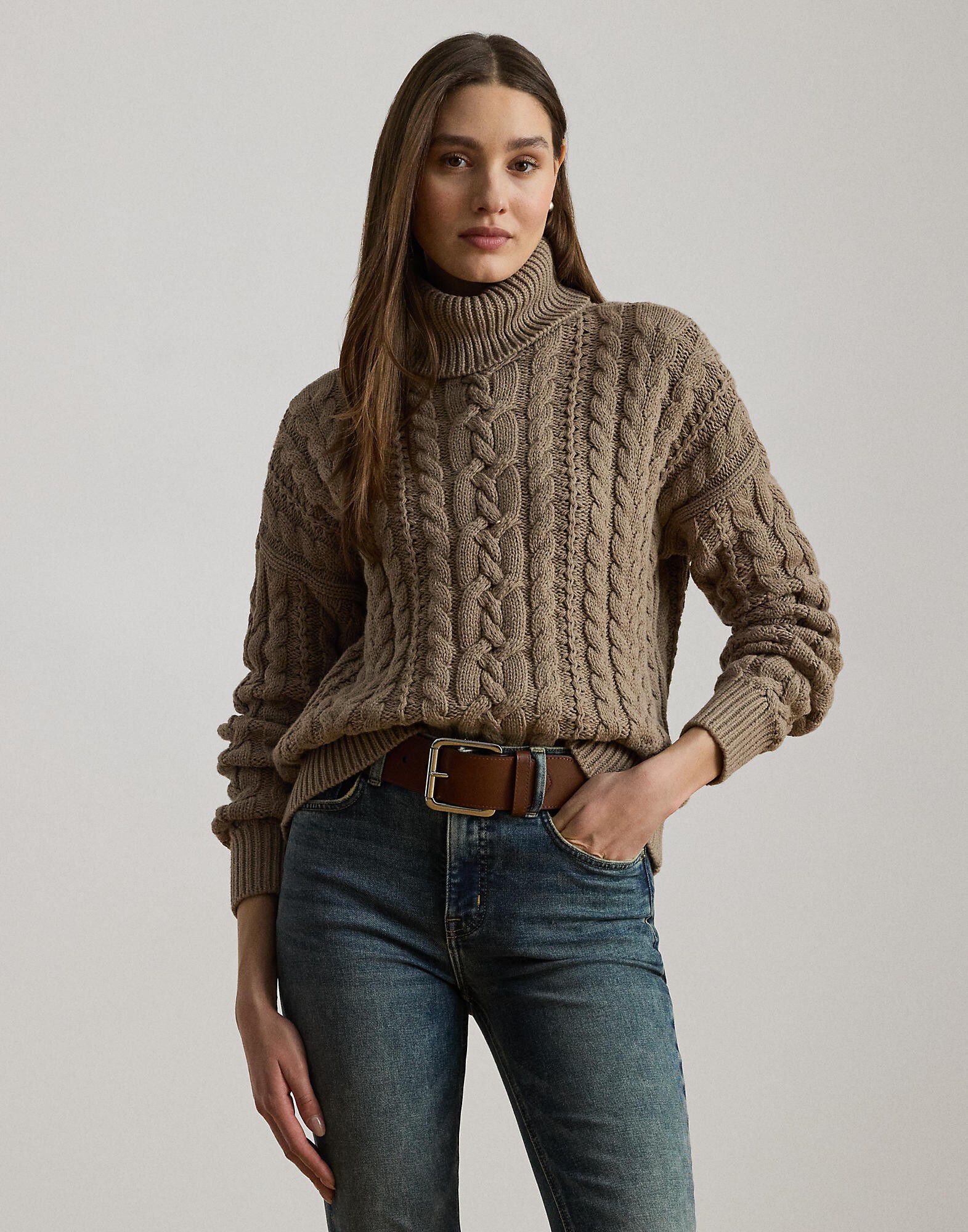 Cable-Knit Turtleneck Sweater