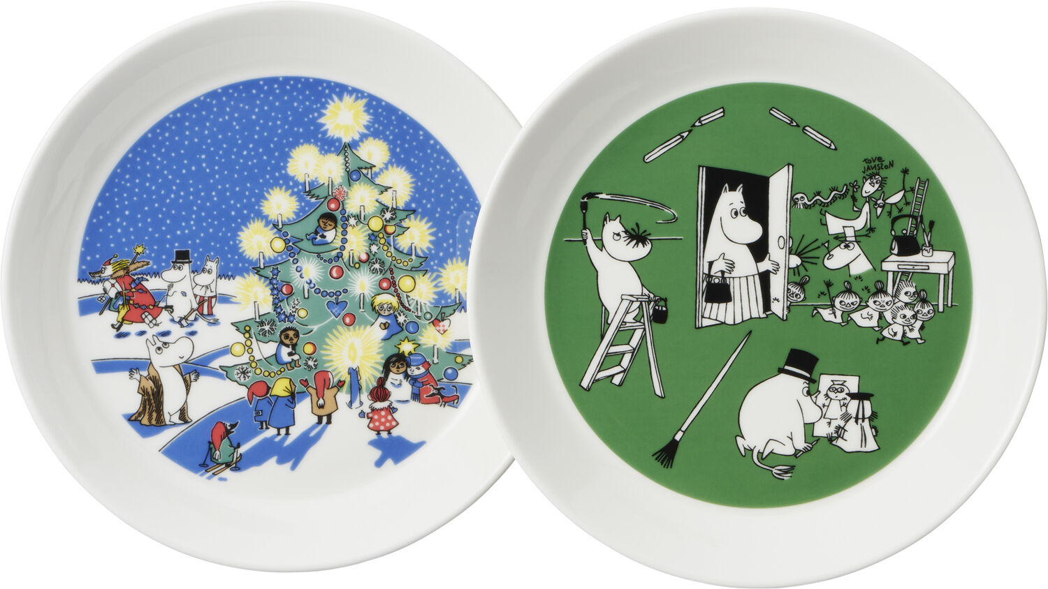 Mumi Tallerken s&aelig;t 19cm Tegning & Jul