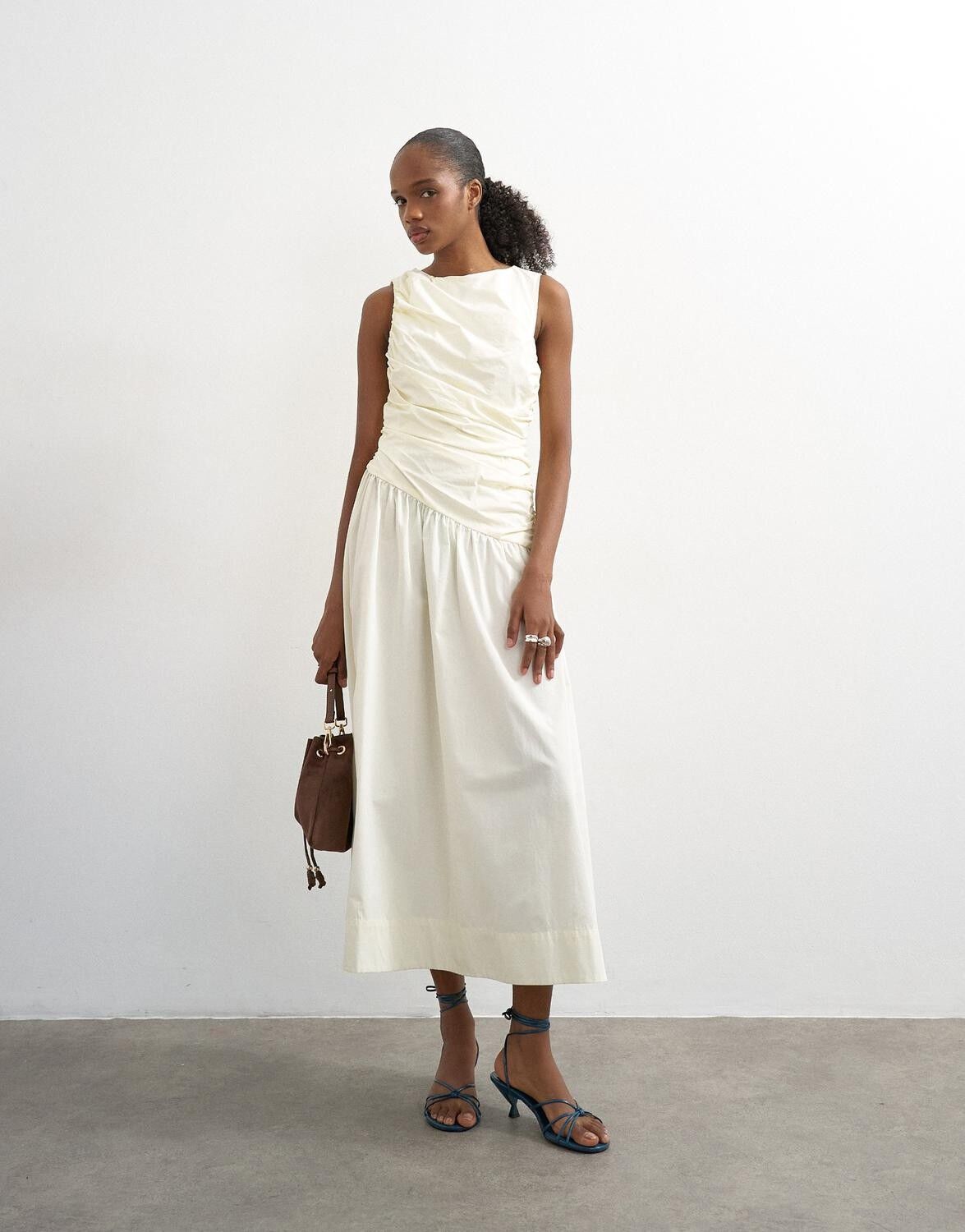 TSCAROS POPLIN RUCHED MAXI DRESS WV