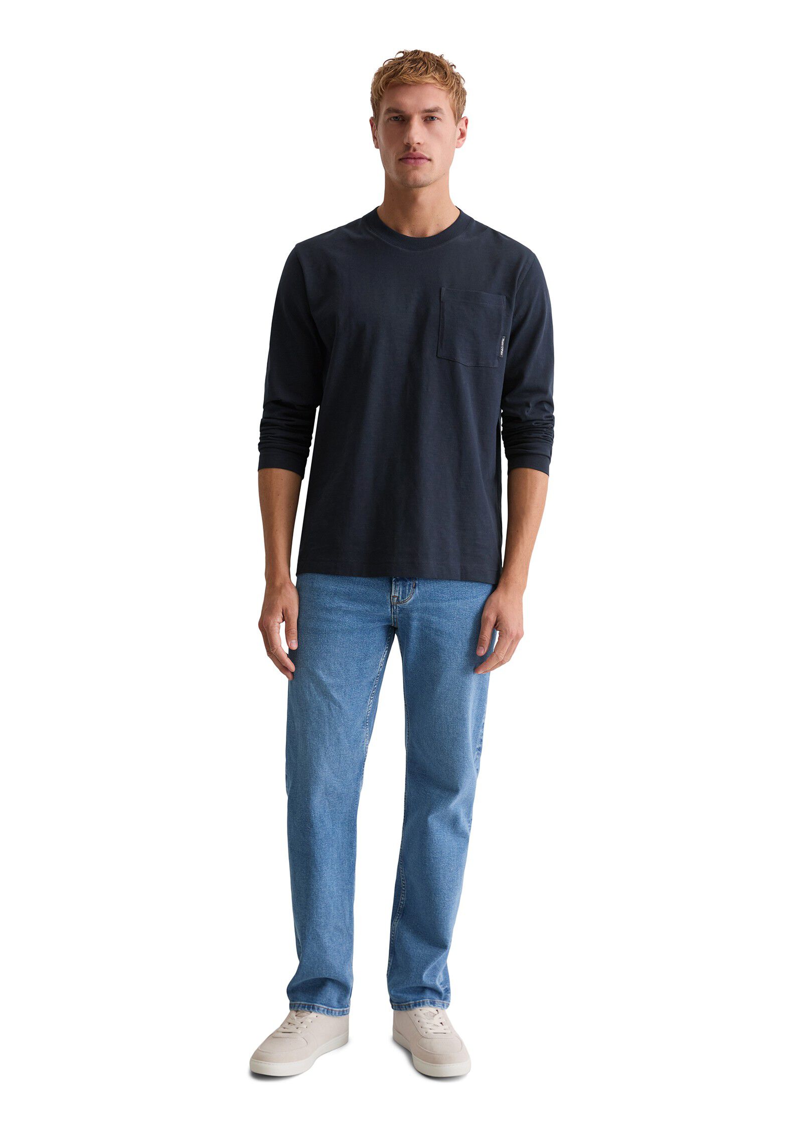 T-shirt, long sleeve, ribbed neck t