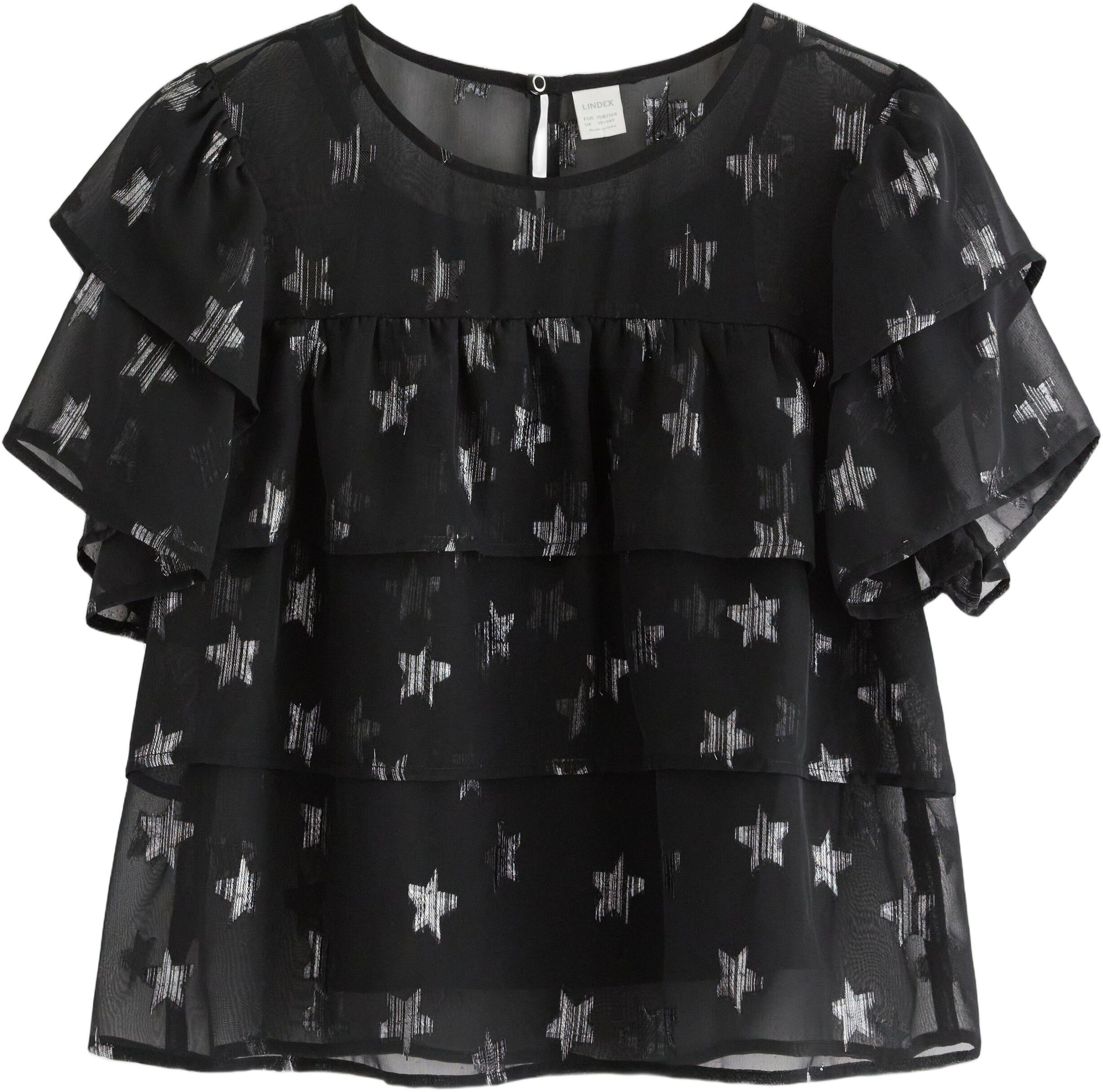 Lett bluse i chiffong med korte erm