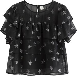 Lett bluse i chiffong med korte erm