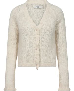Isla 2 V-neck cardigan with frill - Mohair mix RWS