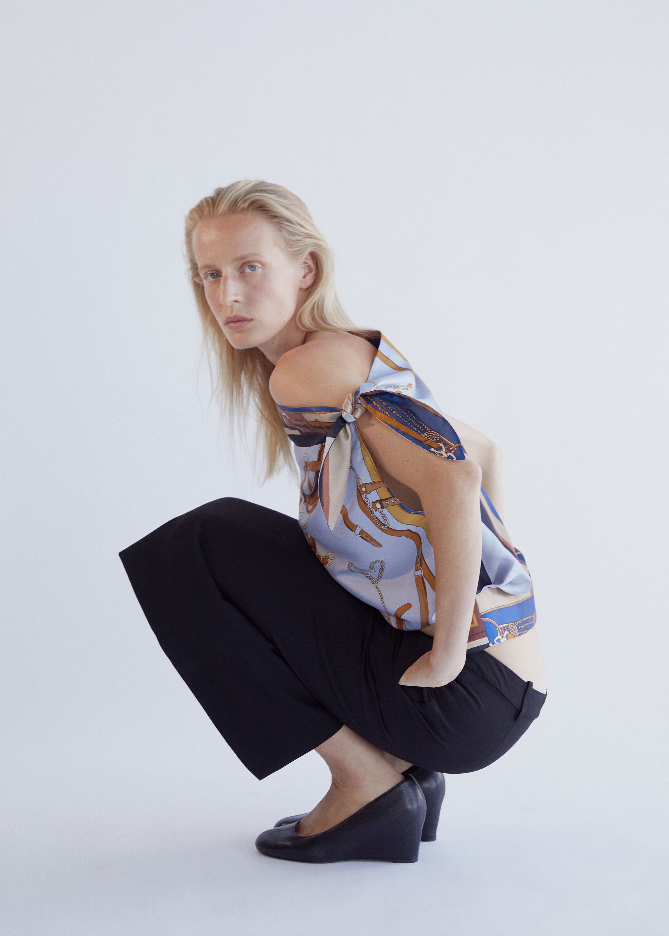 Knot print blouse