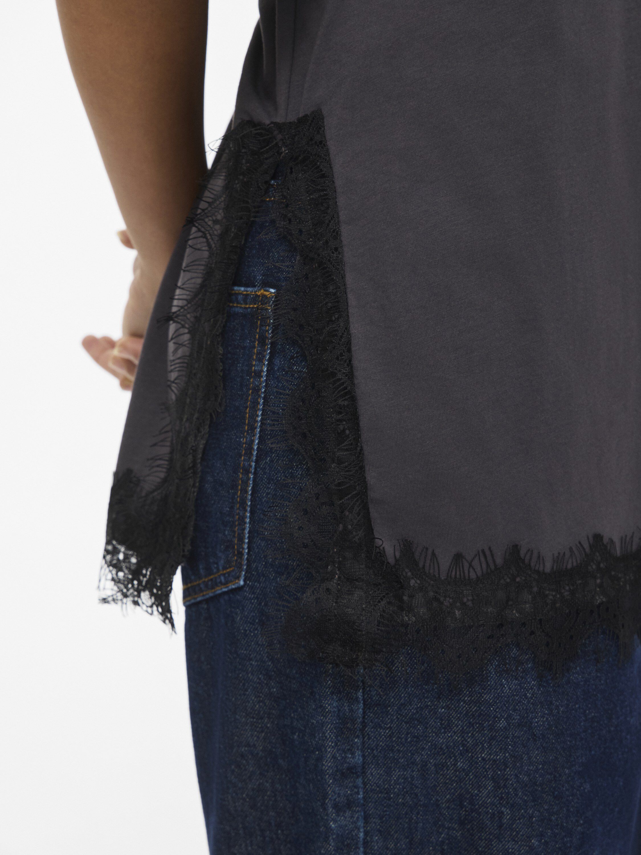 Nmeasy 2/4 Slit Lace T-Shirt Jrs