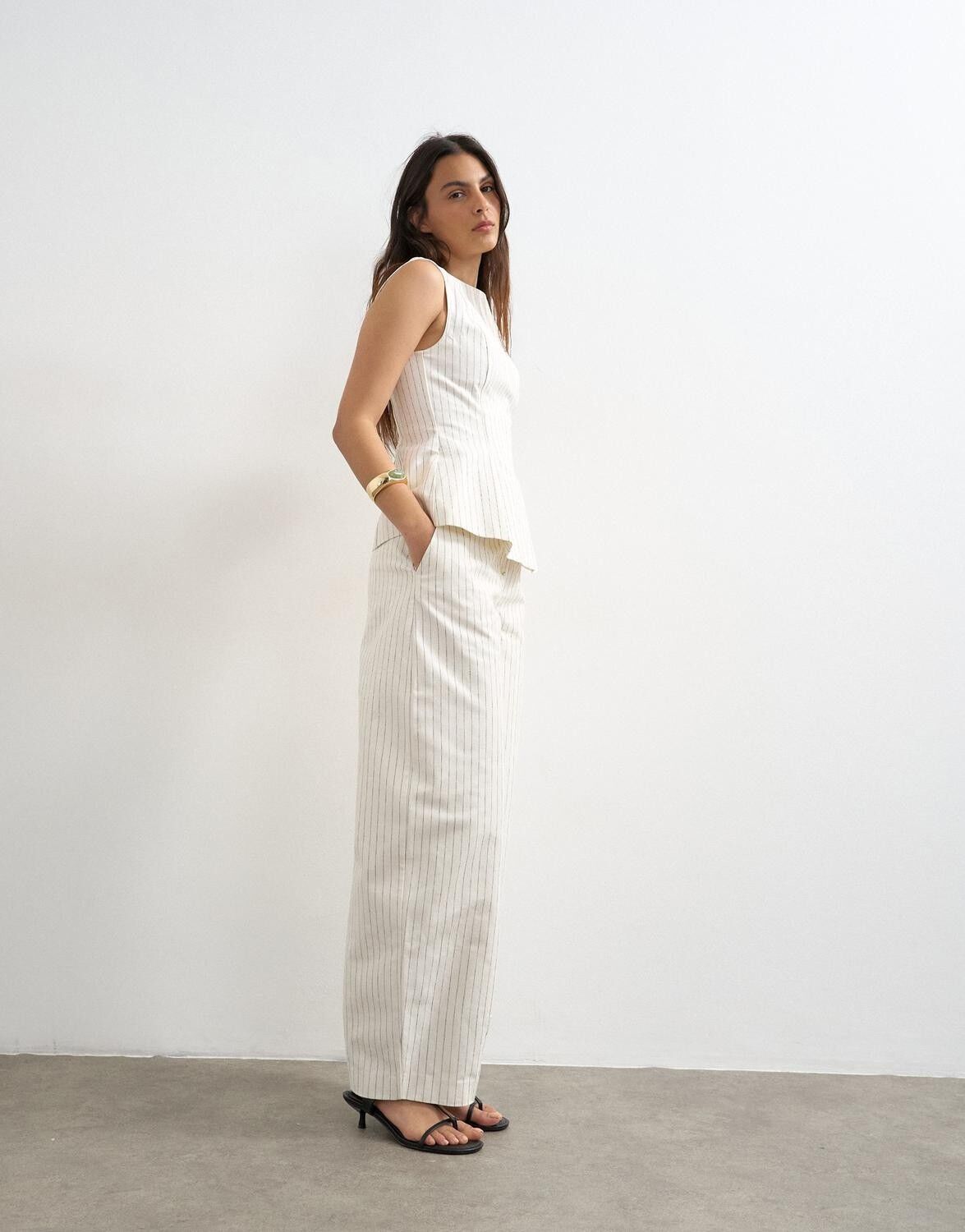 TSPARA STRIPED BARREL TROUSER WVN