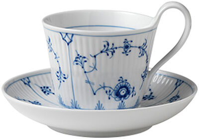 Blue Fluted Plain Cup and Saucer 24cl