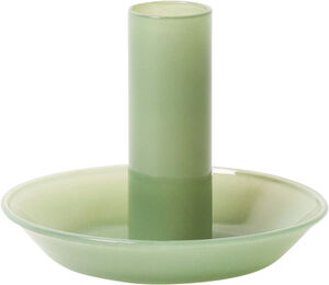Glas lysestage, lys mint, 10xø8 cm