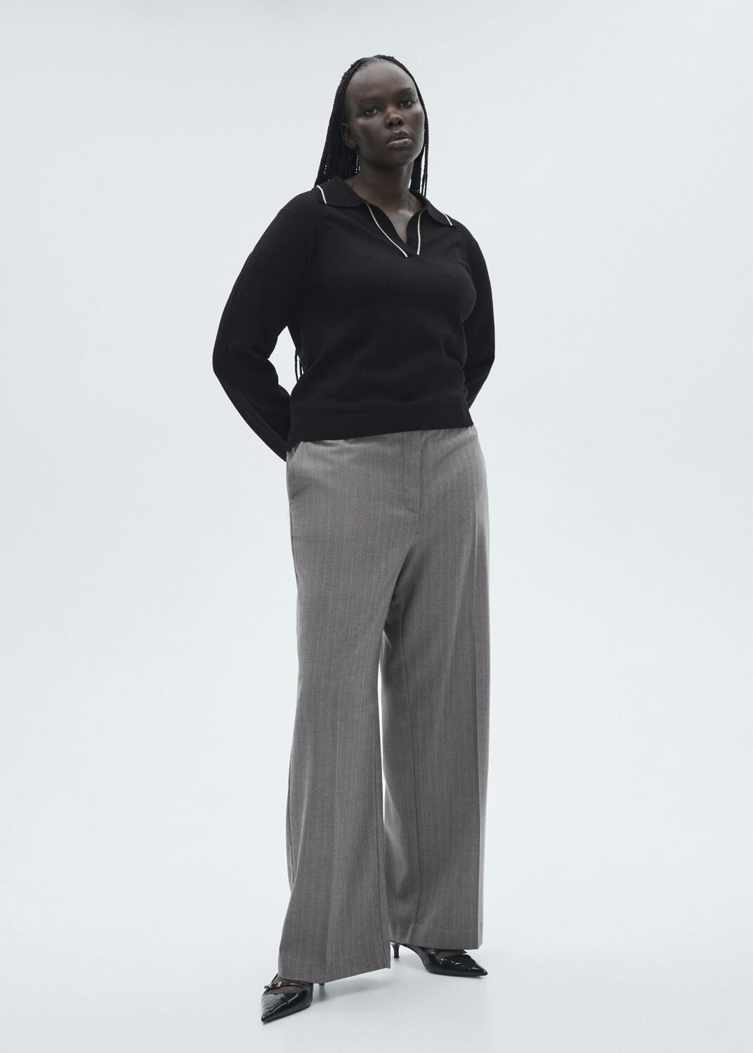 Jersey with contrasting lapels and