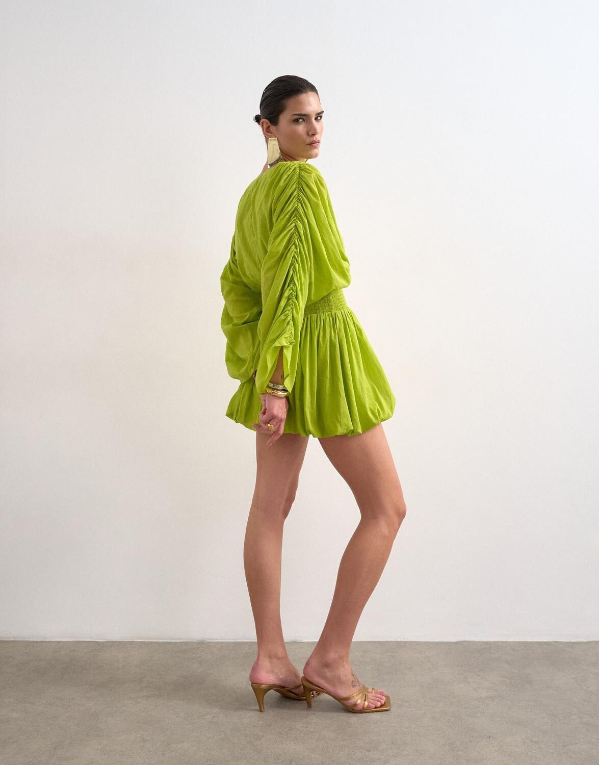 TSNOVA LS BUBBLE HEM MINI DRESS WVN