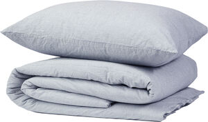 Stripe washed percale blue/white