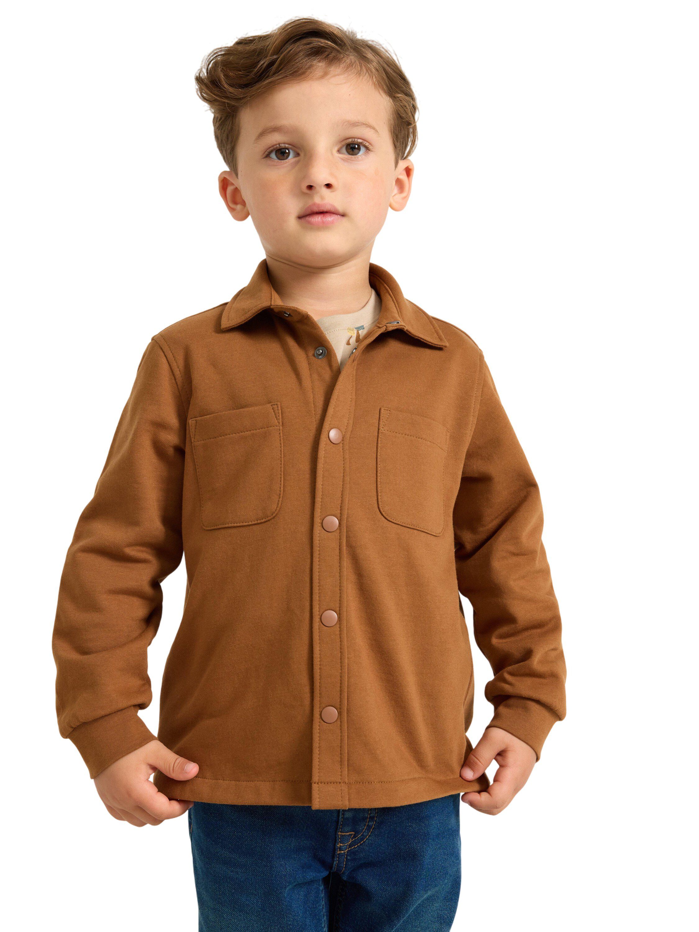 Mjuk overshirt i bomullstrik&aring; med