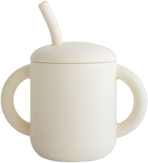 Mushie Silicone Training Cup + Straw - Ivory
