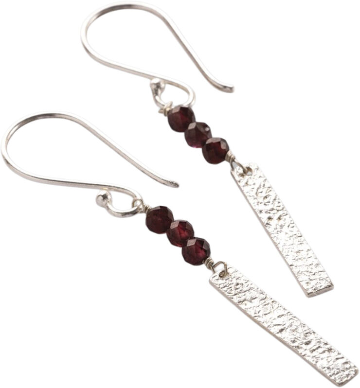 Bar Garnet Earrings SP