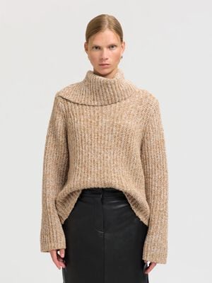 SLFCHICAGO LS KNIT SPLIT ROLL NECK