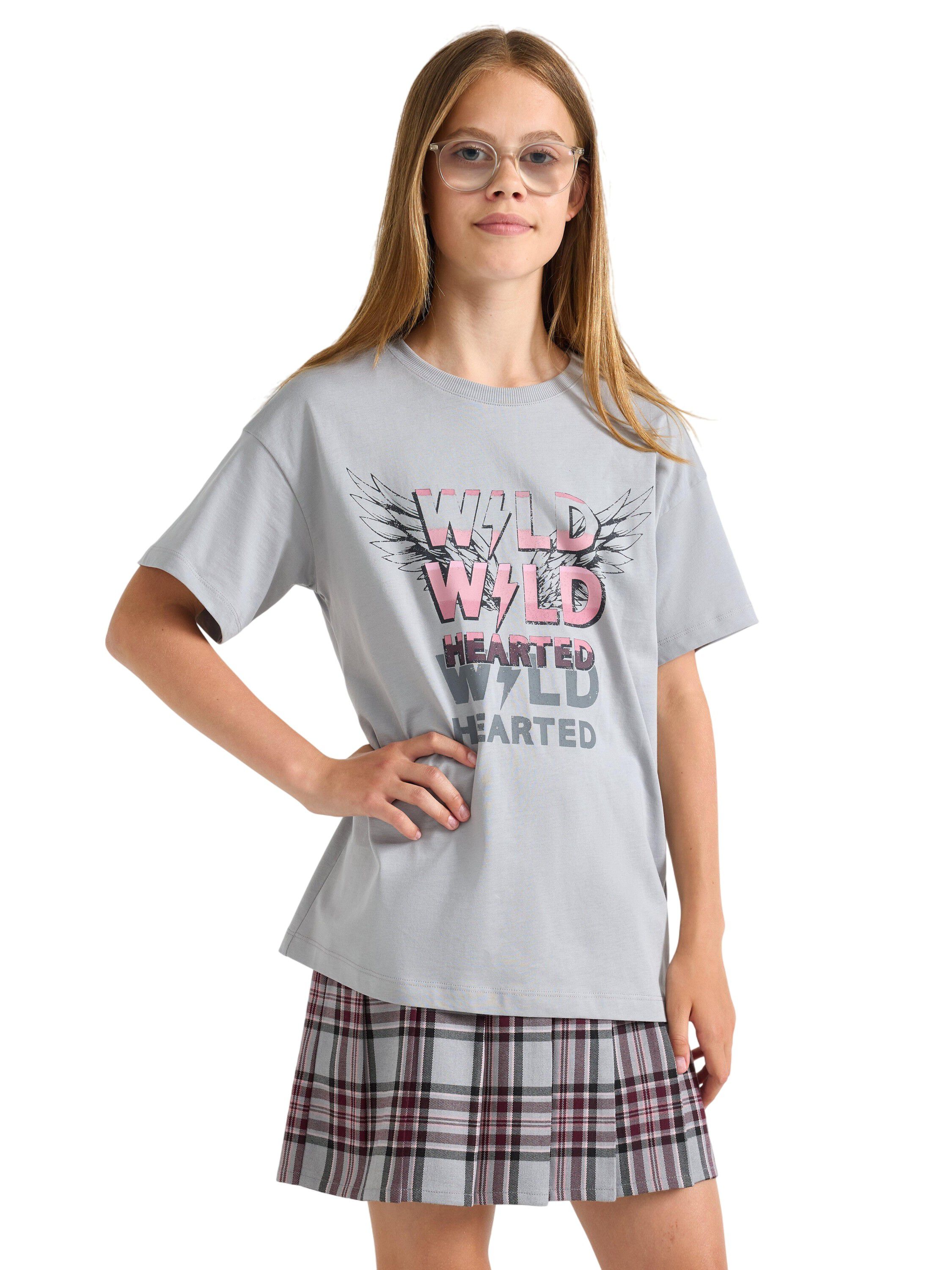 T-shirt i mjuk bomullstrik&aring; med ra