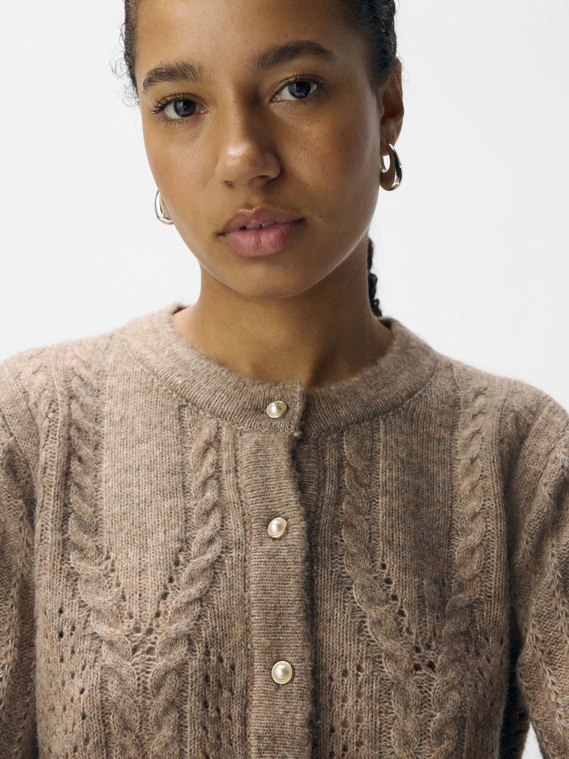 OBJFLORA RE LS KNIT BUTTON CARDIGAN