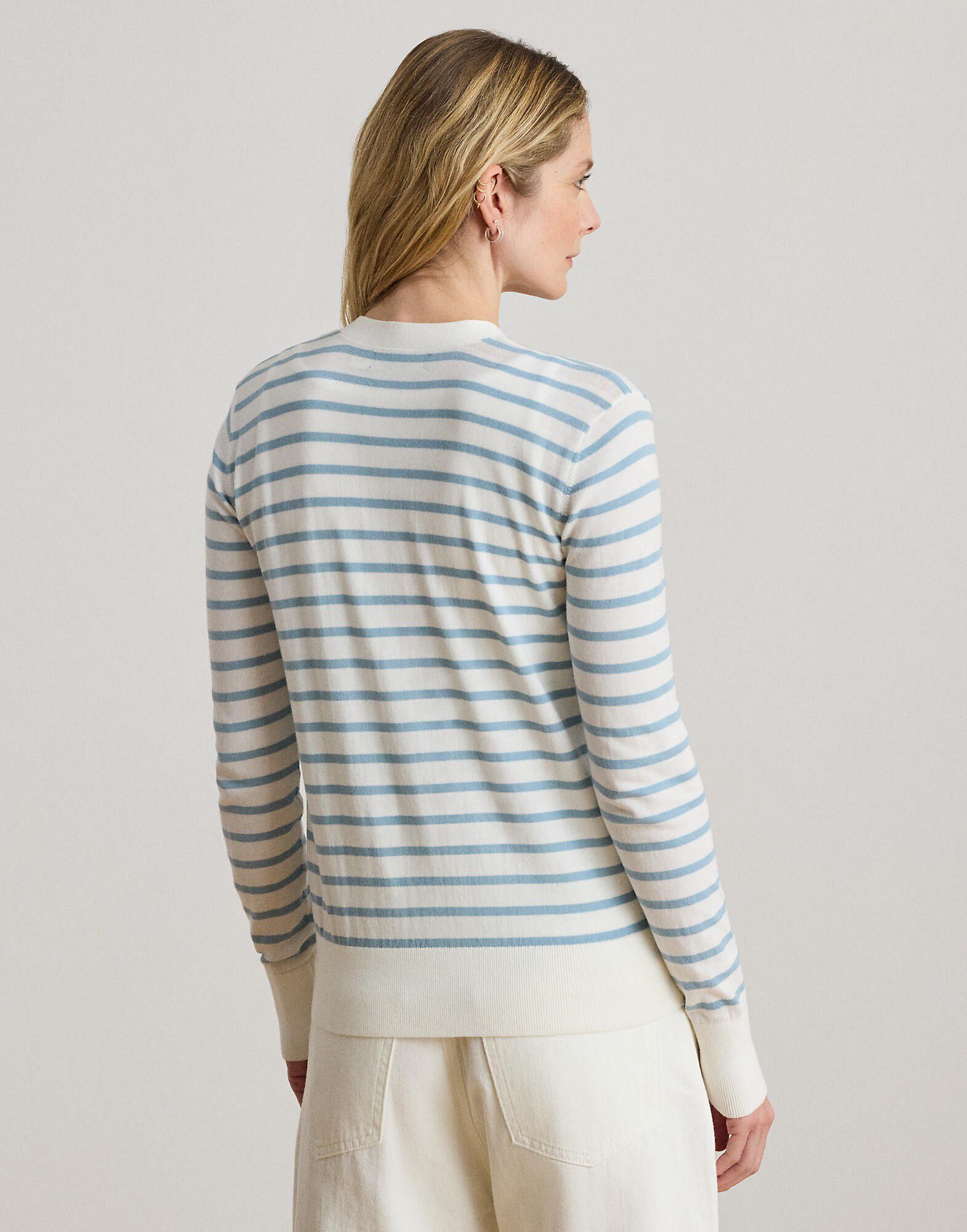 Striped Cotton V-Neck Cardigan