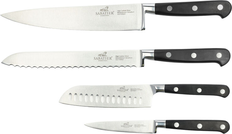 Knivsæt Licorne 4 dele Stål/Sort