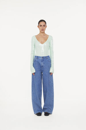 SEQUINS V-NECK TOP