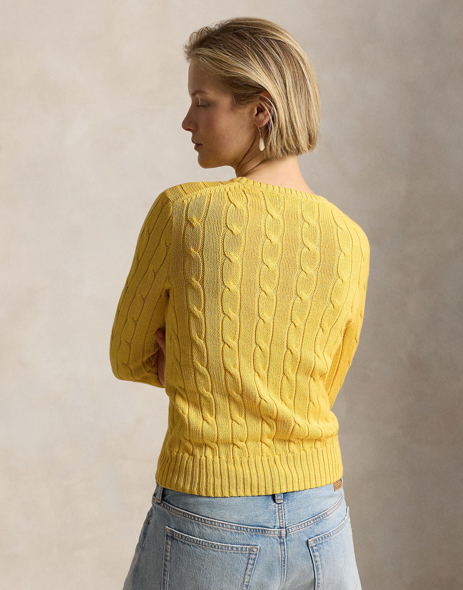 Cable-Knit Cotton Crewneck Sweater