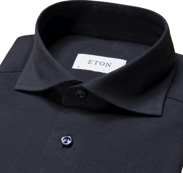 Contemporary Fit Navy Blue Solid Four-Flex Stretch Shirt