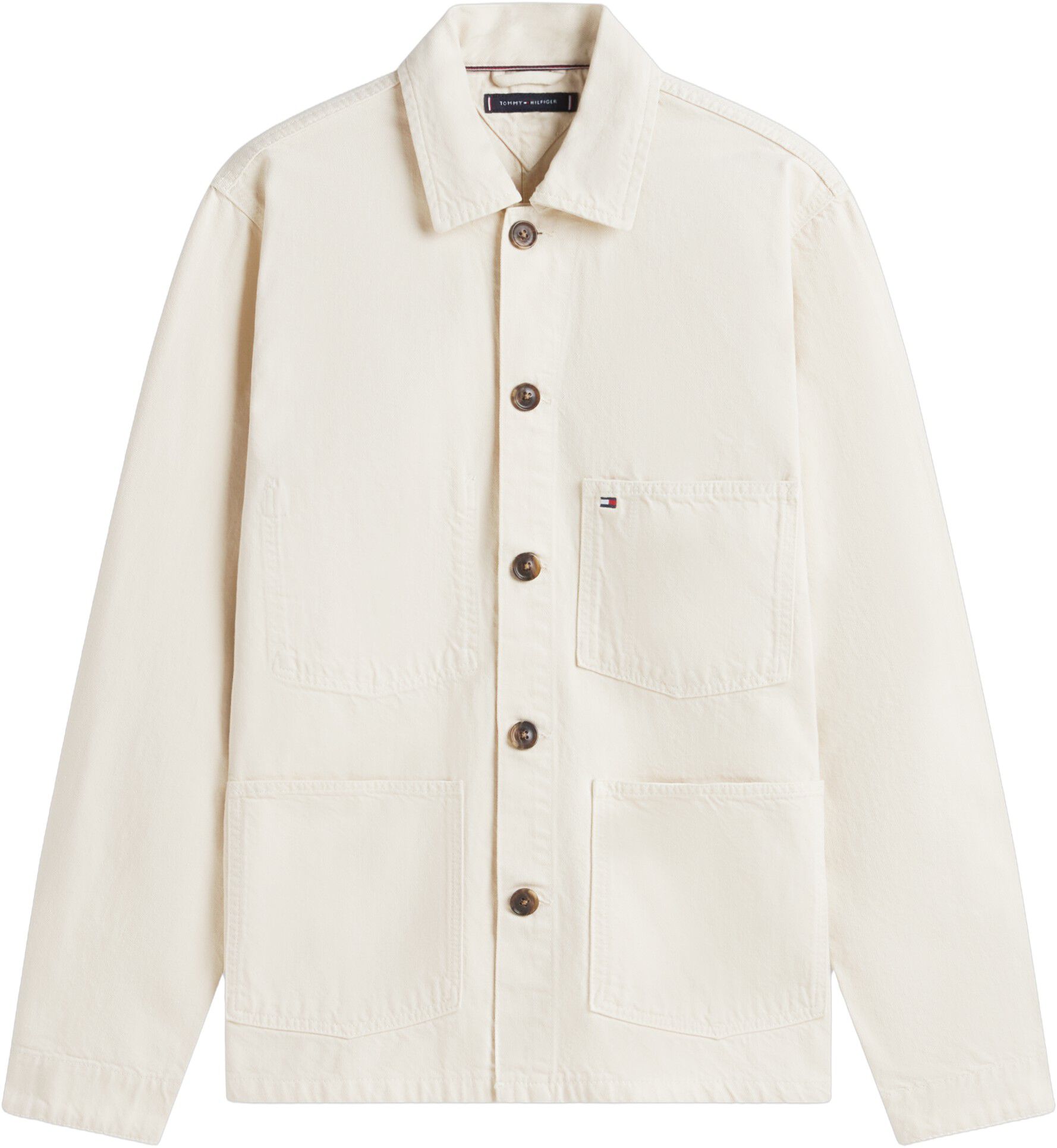 Washed Flag Embroidery Denim Chore Jacket