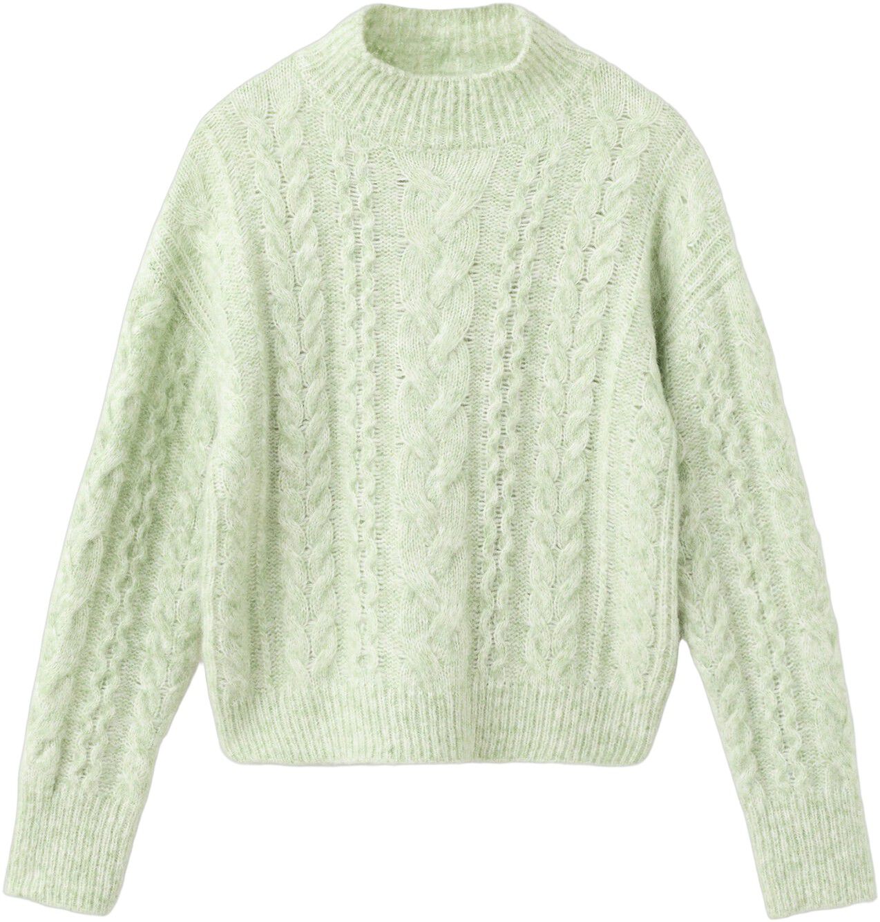 Braided sweater with perkins neck