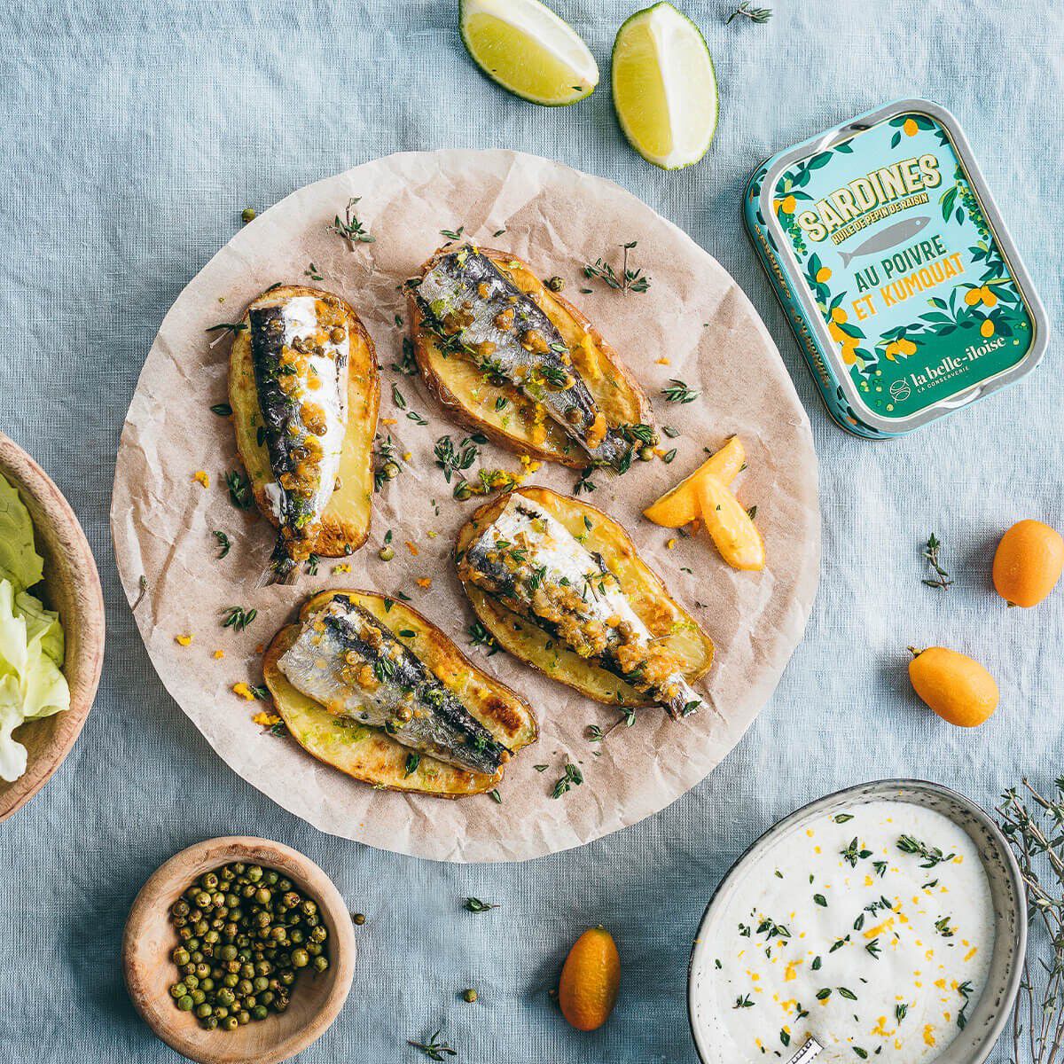 Sardiner med gr&oslash;n peber og kumquat