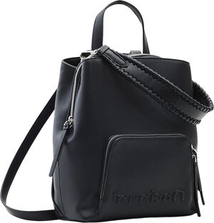 Desigual Half Logo Faux Leather Shoulder Bag In Red