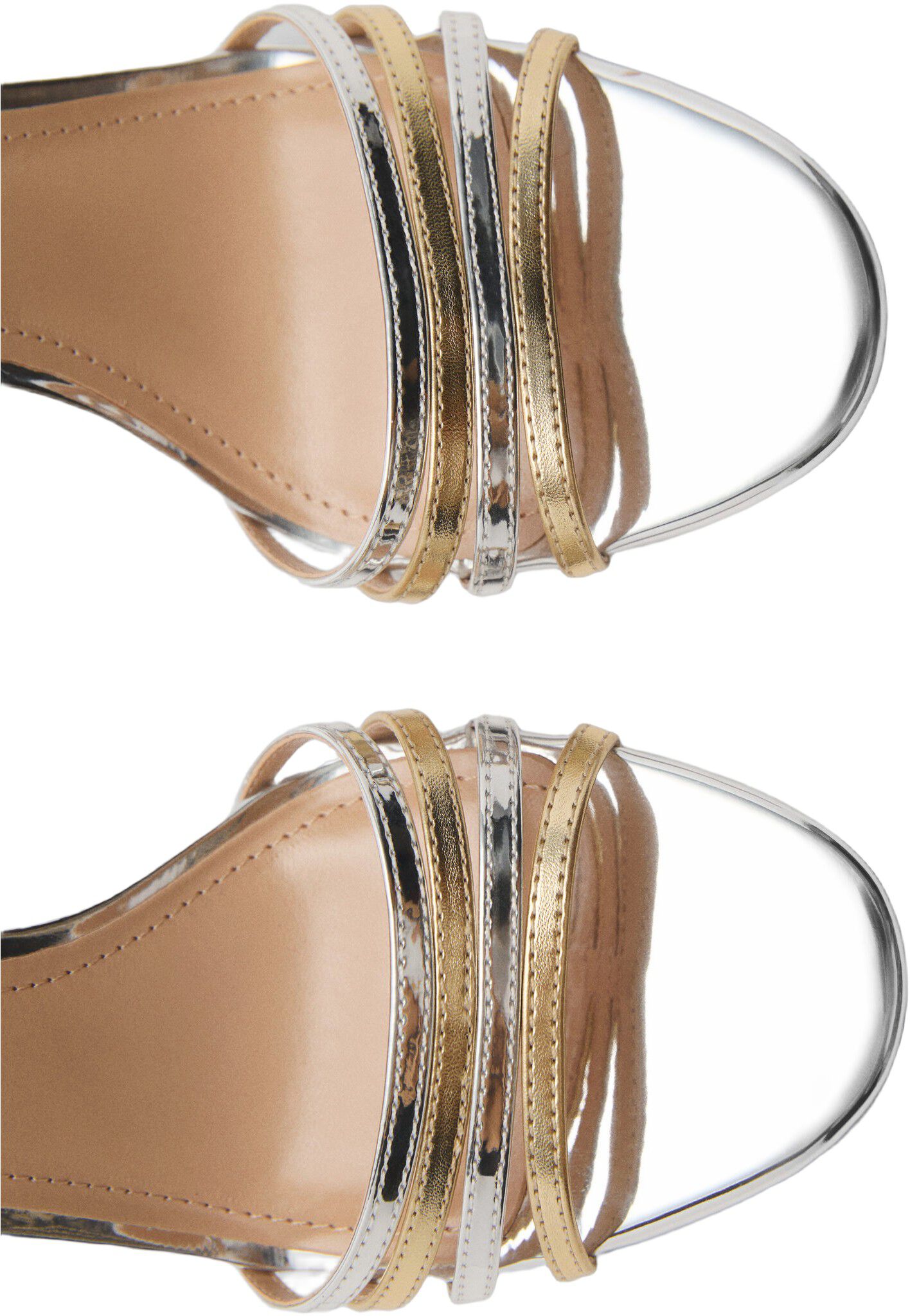 Combined strap heeled sandal