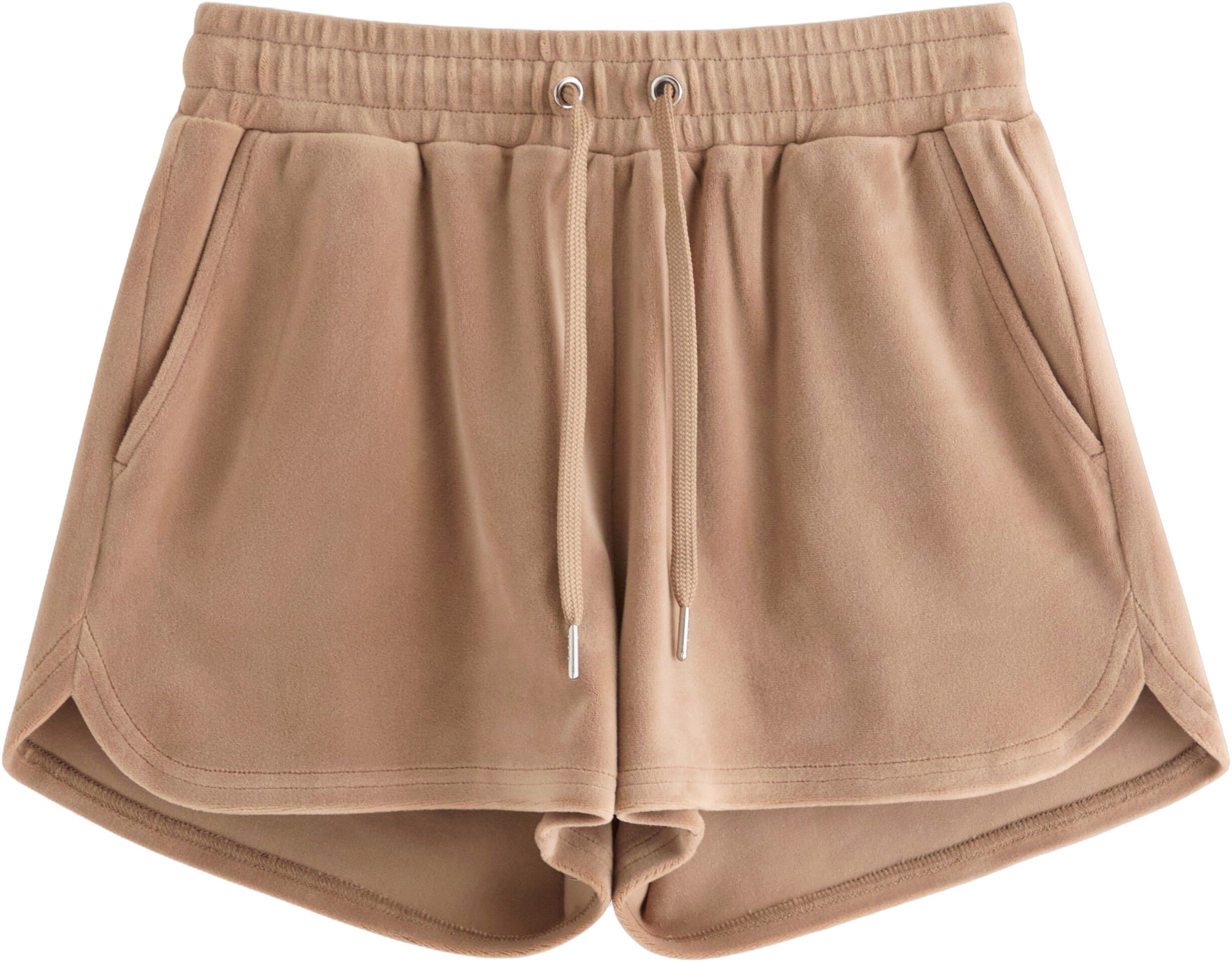 Shorts i myk velur med elastisk mid