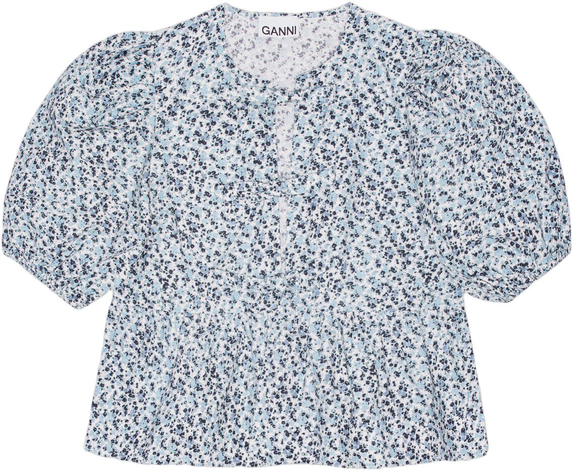 Printed Cotton Poplin Peplum Blouse