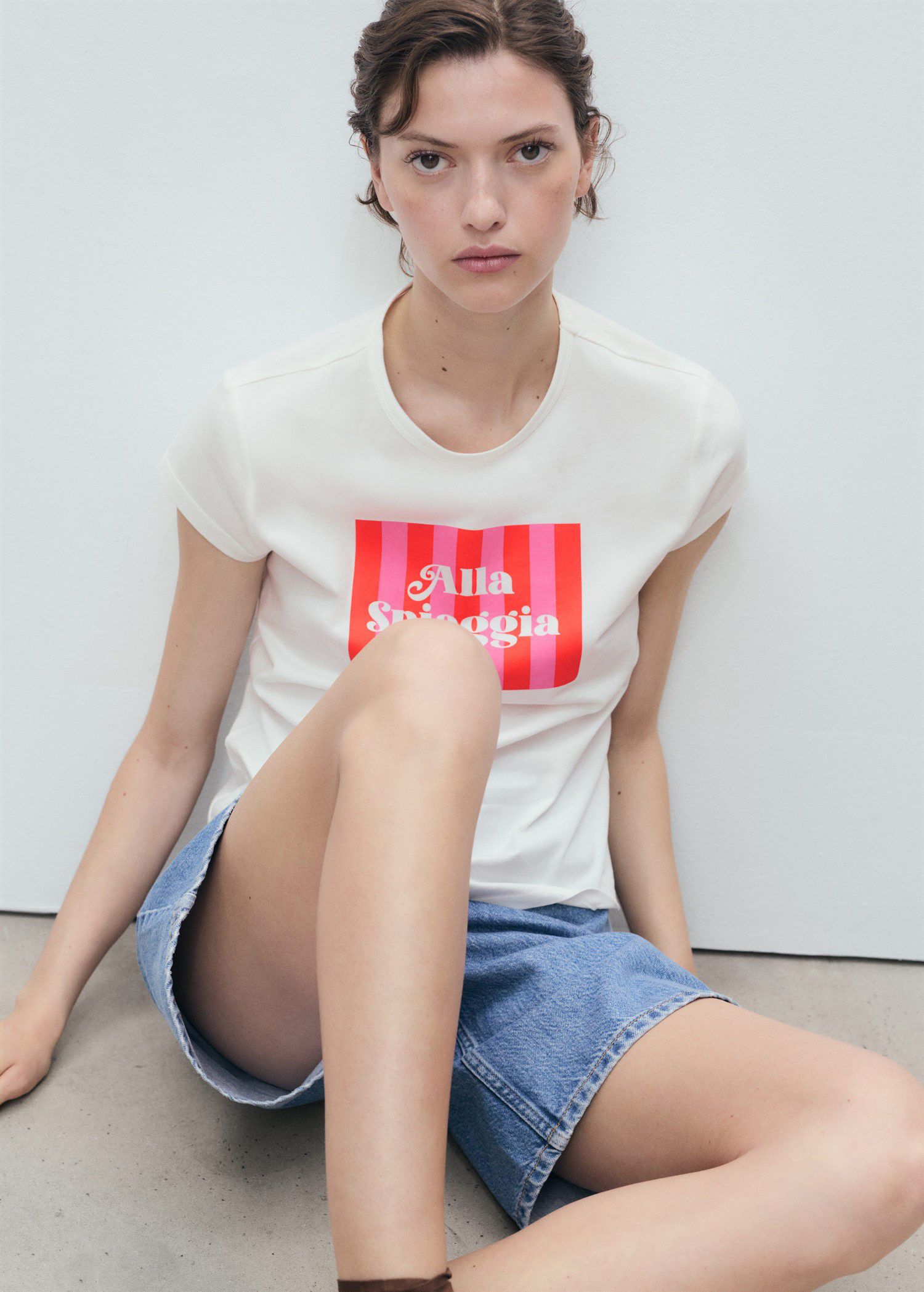 Printed cotton-blend t-shirt