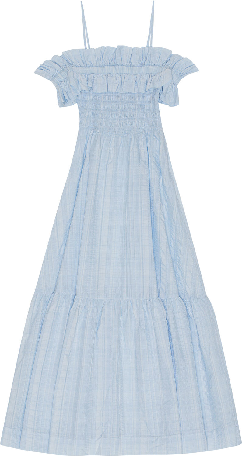 Seersucker Check Smock Maxi Dress