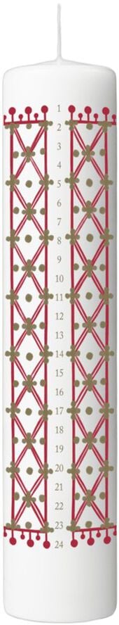 Eva Kalenderlys 2025 Ø5 cm hvid m. deko
