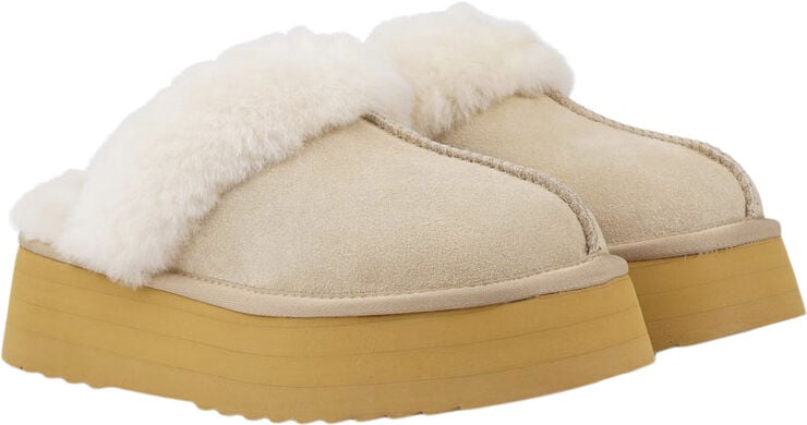 ROBSON - SILK COW SUEDE MULES WITH SHEARLING