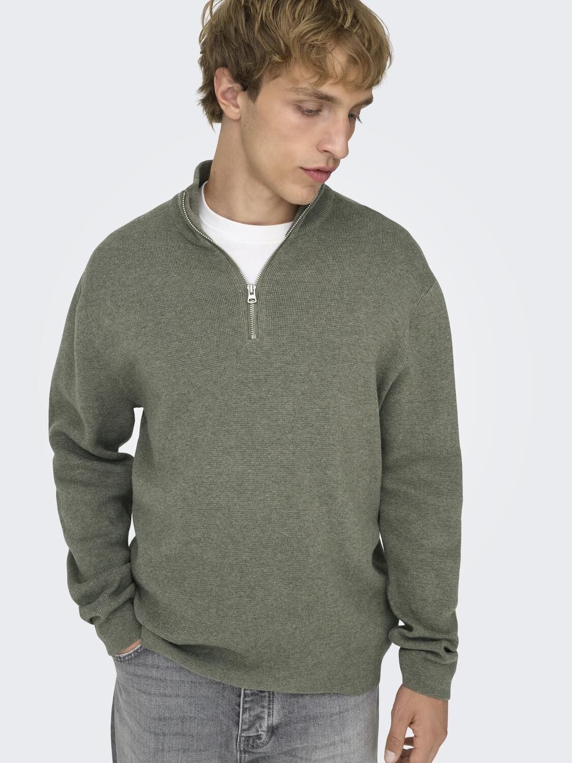 ONSTING LIFE REG HALF ZIP KNIT NOOS