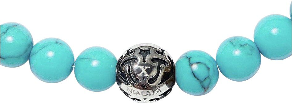 Men's Wristband with Turquoise and Silver