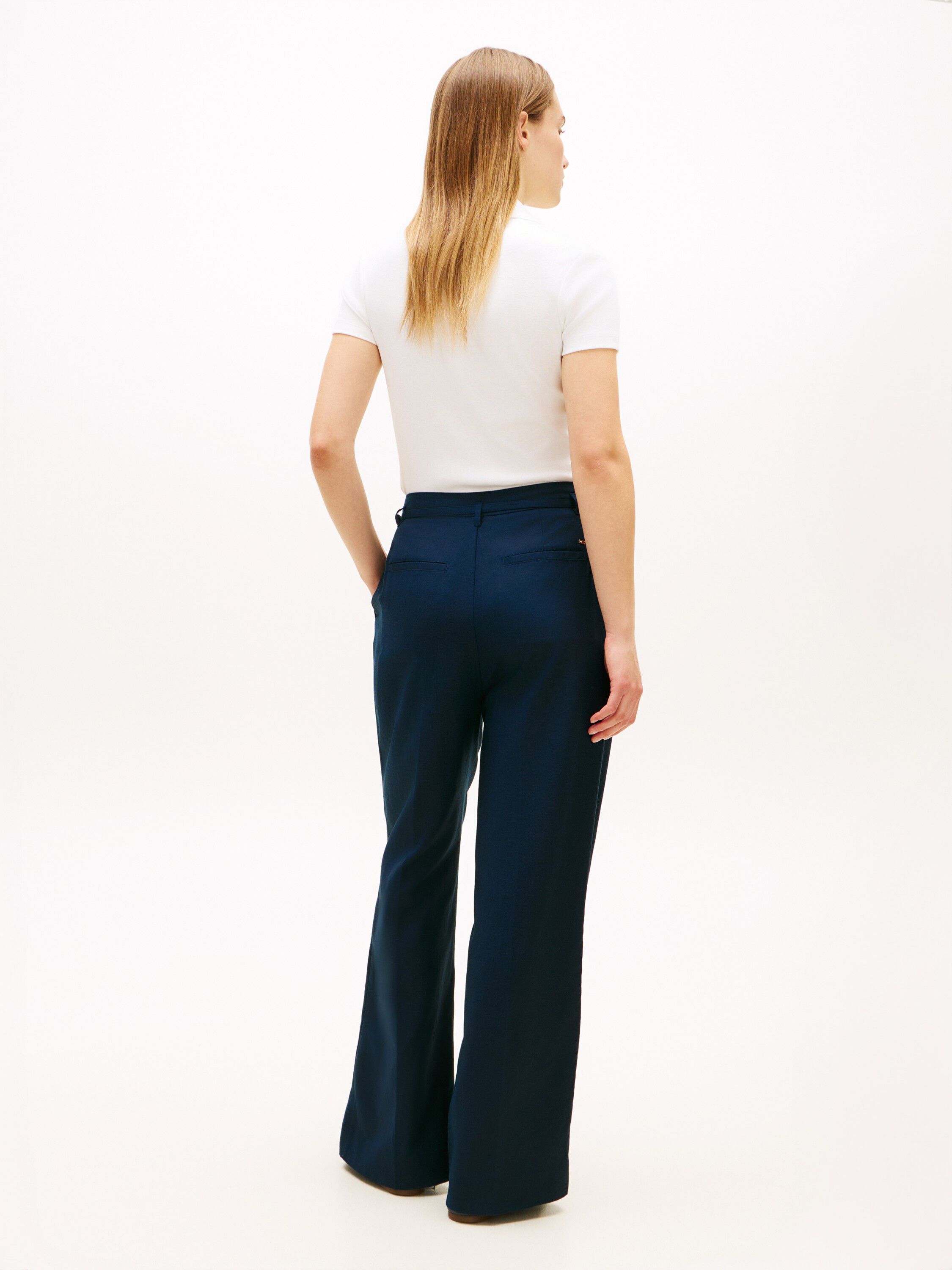 LINEN BLEND WIDE LEG PANT