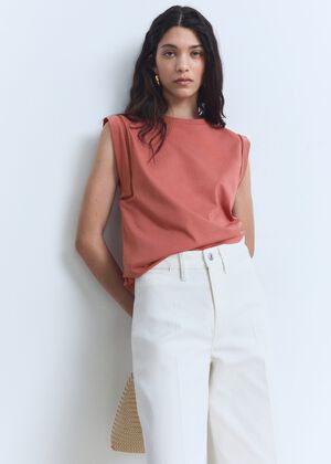Cotton T-shirt with openwork trim