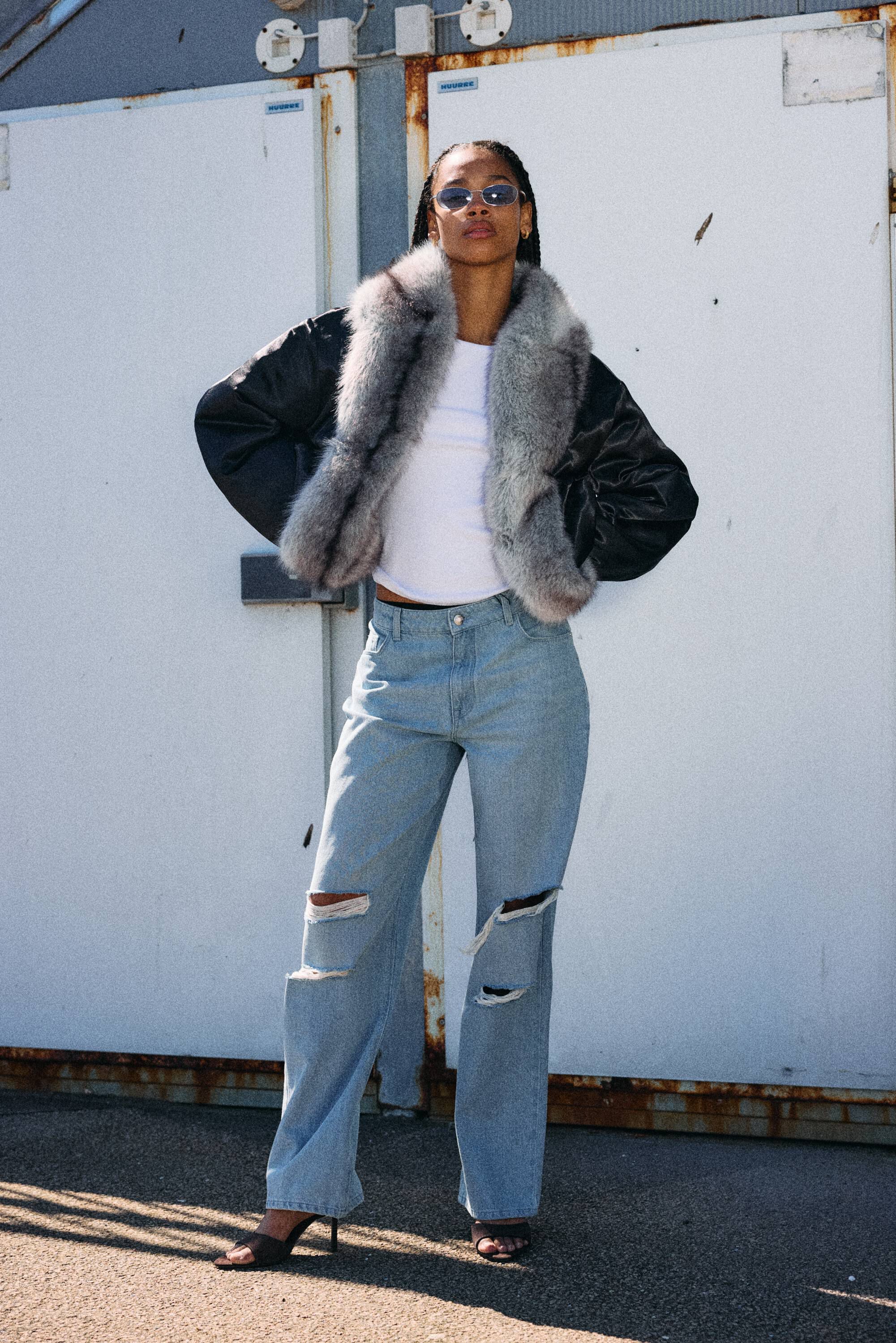 Nmivy Contrast Collar Loose Bomber
