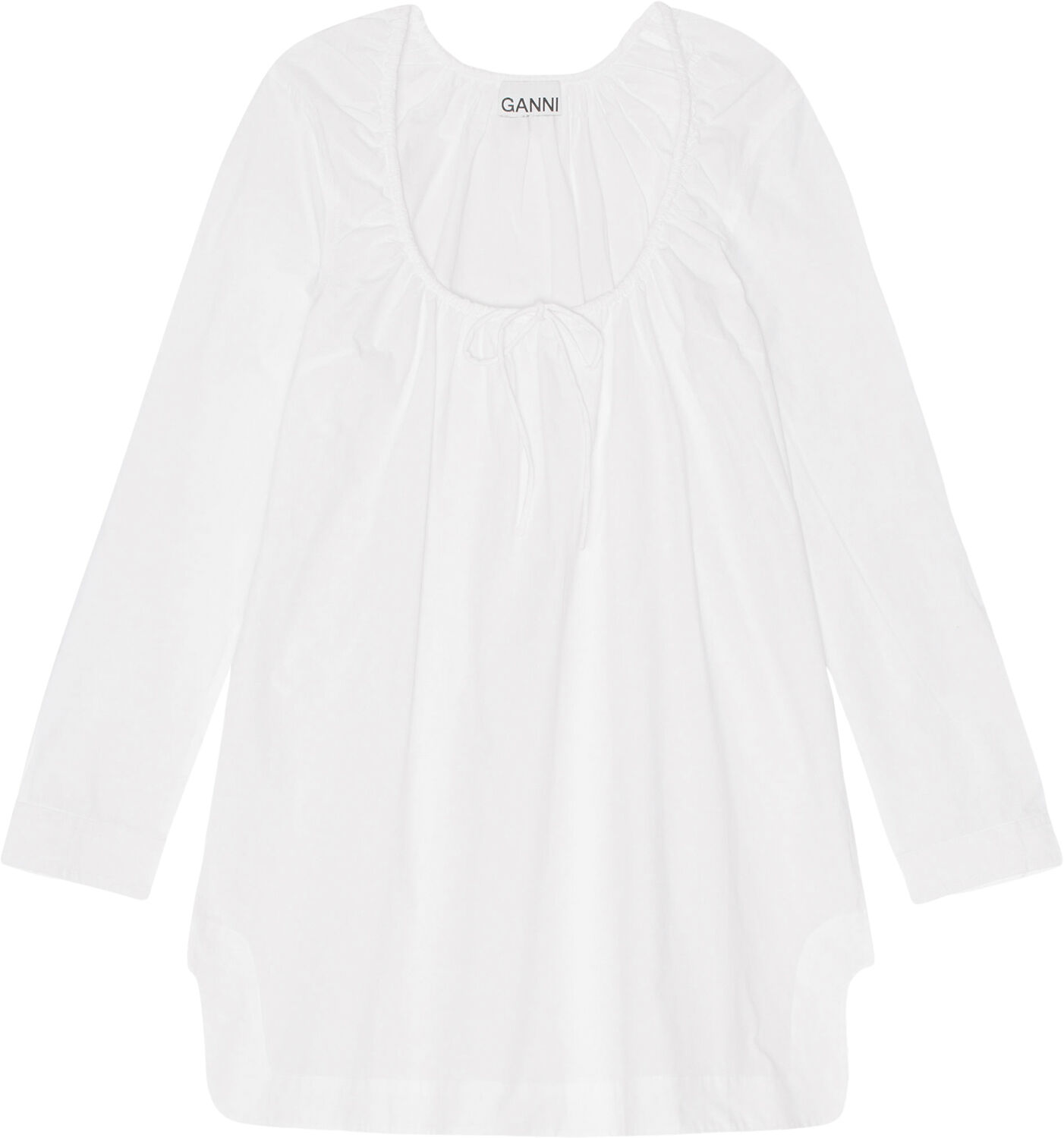 Cotton Poplin Square-neck Minikjole