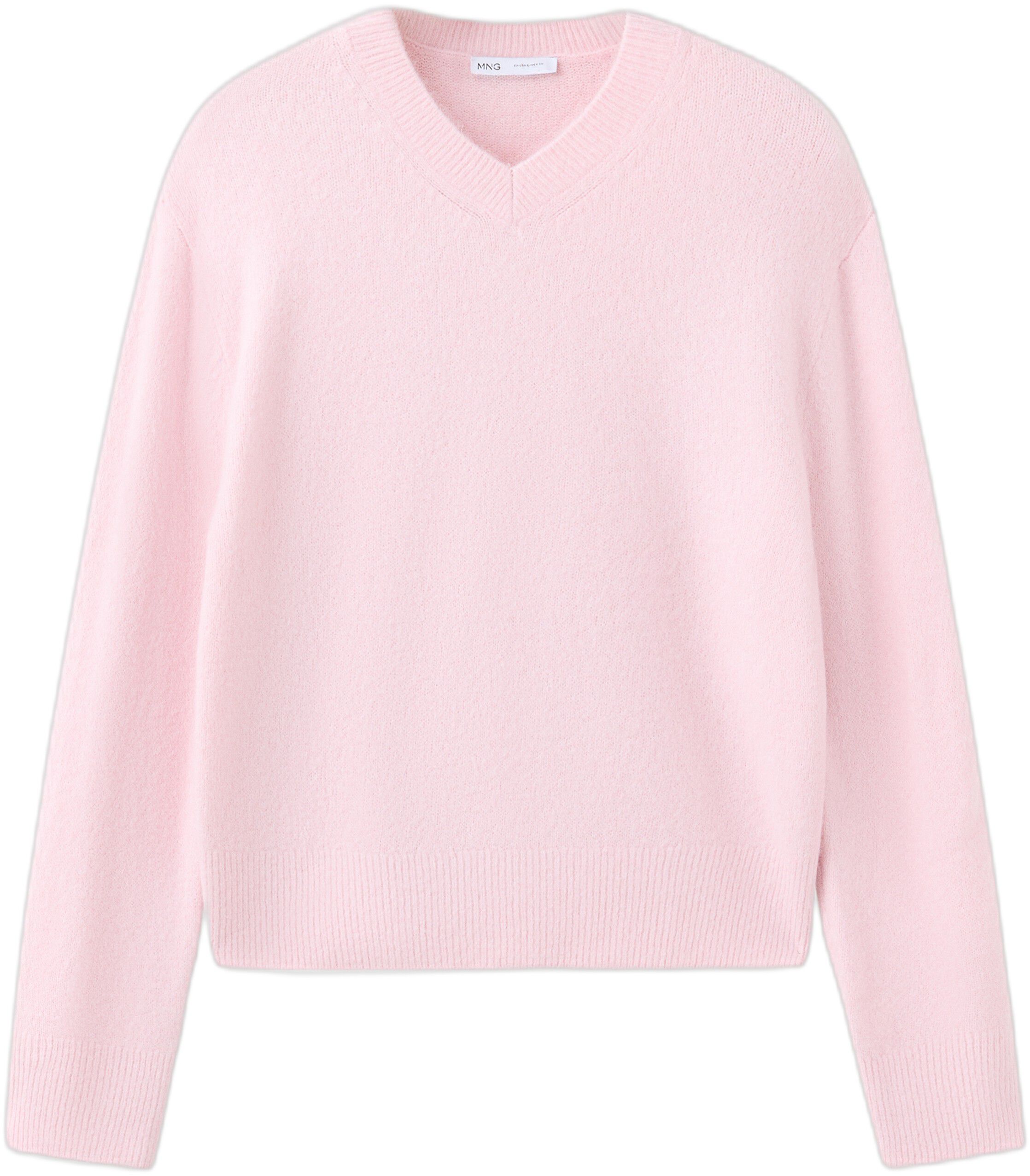 Striped knit jumper with V-neck