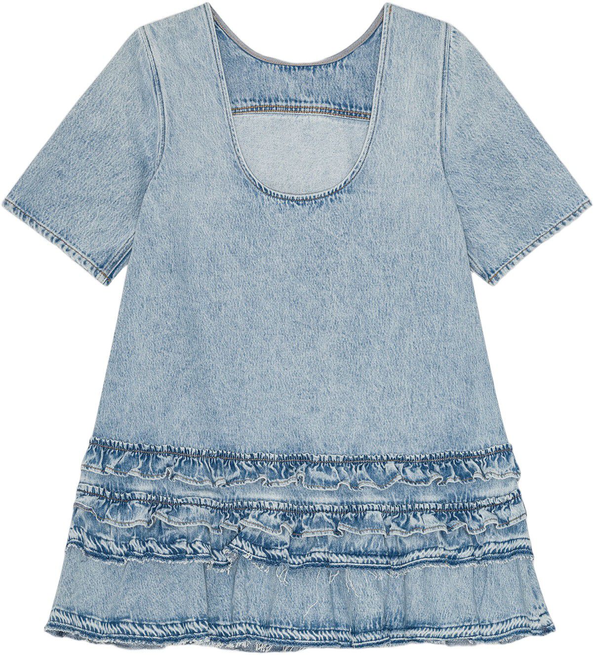 Soft Rigid Denim Open Back Frill Mi