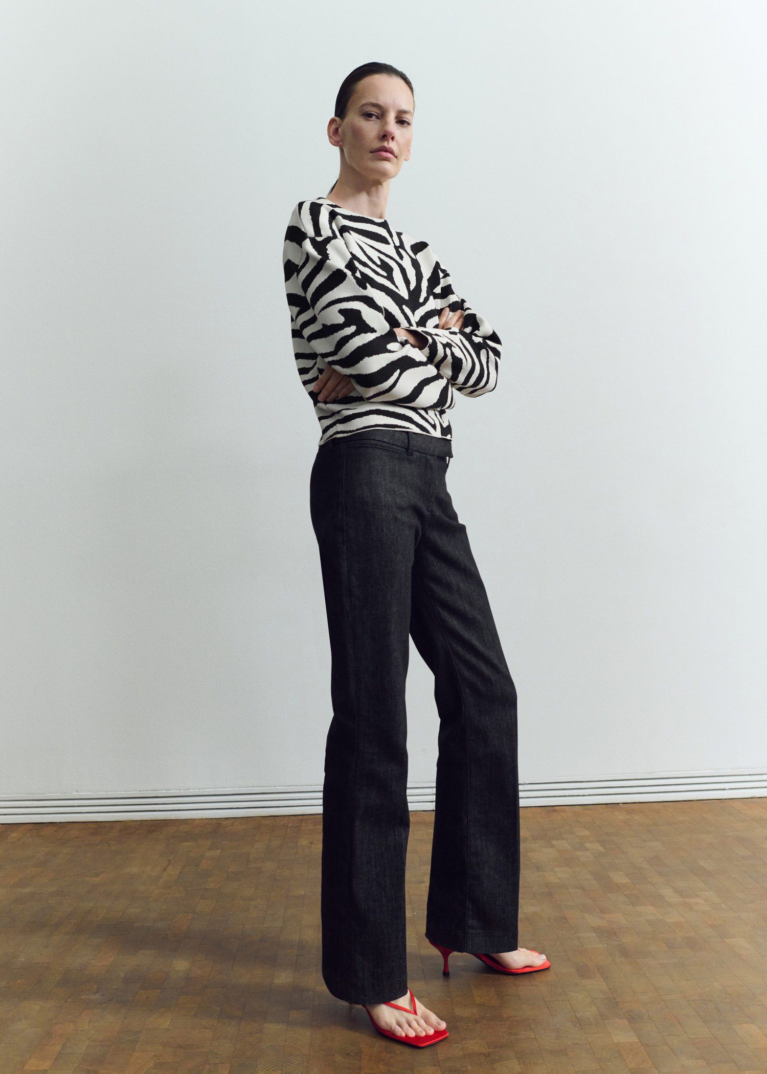 Zebra print knit sweater