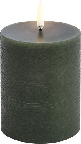 LED pillar candle, Olive green, Rustic, 7,8 x 10,1 cm 4/24