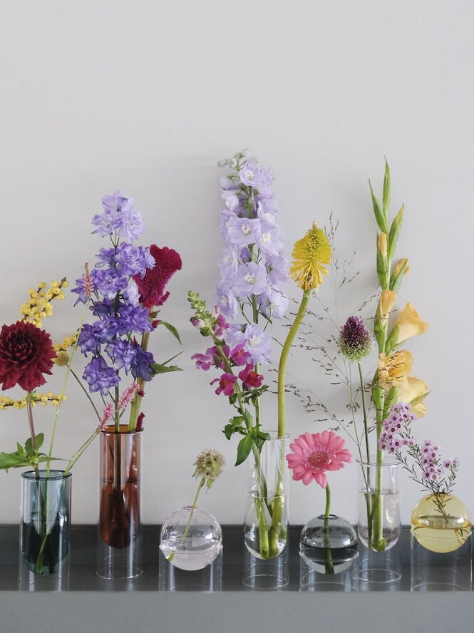 STANDING FLOWER BUBBLE, LOW TUBE, SMOKE, 802050S