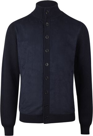 Cardigan Knitted Hybrid Buttoned Alcantara