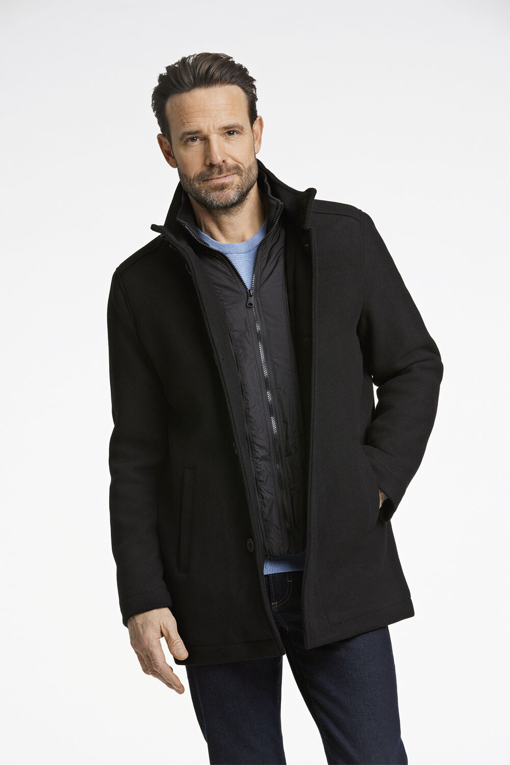 Relaxed-fit wool car coat